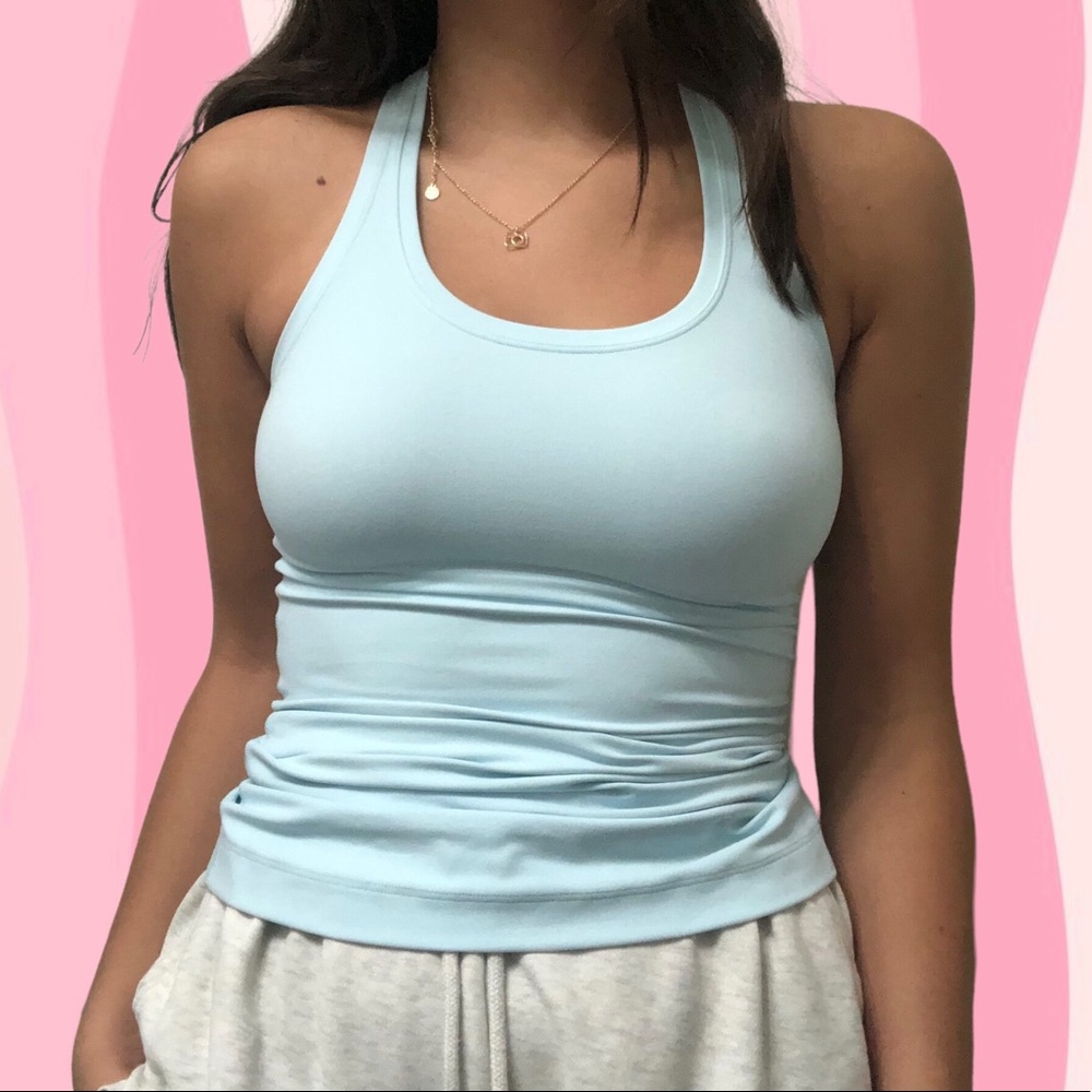 cute fitted baby blue lulu tank!